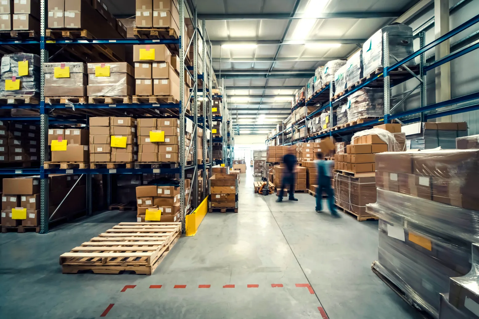 warehouse with boxes of stored products